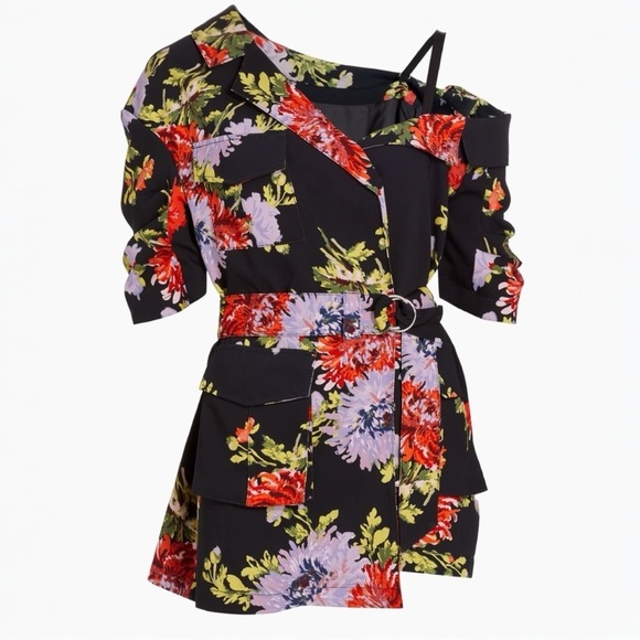 Cinq à Sept Katie Floral Wrap Off the Shoulder Chrysanthemum Jacket Blazer NEW - Picture 9 of 16